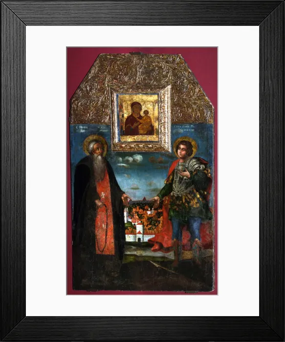 Framed Print : The Virgin Hodegetria of Smolensk with Saints Abraham of Smolensk und Mercurius of Smolensk, 1722. Artist: Russian icon Framed Print : The Virgin Hodegetria of Smolensk with Saints Abraham of Smolensk und Mercurius of Smolensk, 1722. Artist: Russian icon
