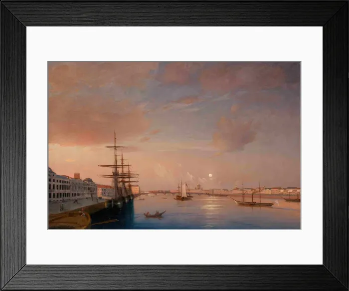Framed Print : View of the Blagoveshchensky (Annunciation) Bridge and Nikolaevskaya Embankment, ca 1852. Artist: Vorobyev, Maxim Nikiphorovich (1787-1855) Framed Print : View of the Blagoveshchensky (Annunciation) Bridge and Nikolaevskaya Embankment, ca 1852. Artist: Vorobyev, Maxim Nikiphorovich (1787-1855)