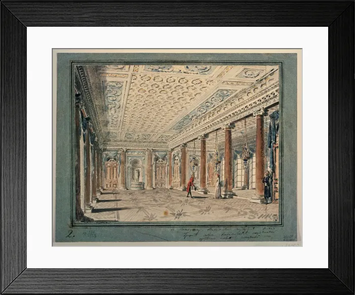 Framed Print : Interior of the Corner hall in the Stroganov palace. Artist: Voronikhin, Andrei Nikiforovich (1759-1814)
