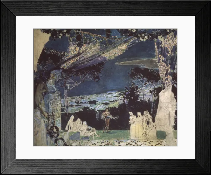 Framed Print : Italy. Night in Naples. Curtain design for the Private Russian Opera, 1891. Artist: Vrubel, Mikhail Alexandrovich (1856-1910) Framed Print : Italy. Night in Naples. Curtain design for the Private Russian Opera, 1891. Artist: Vrubel, Mikhail Alexandrovich (1856-1910)