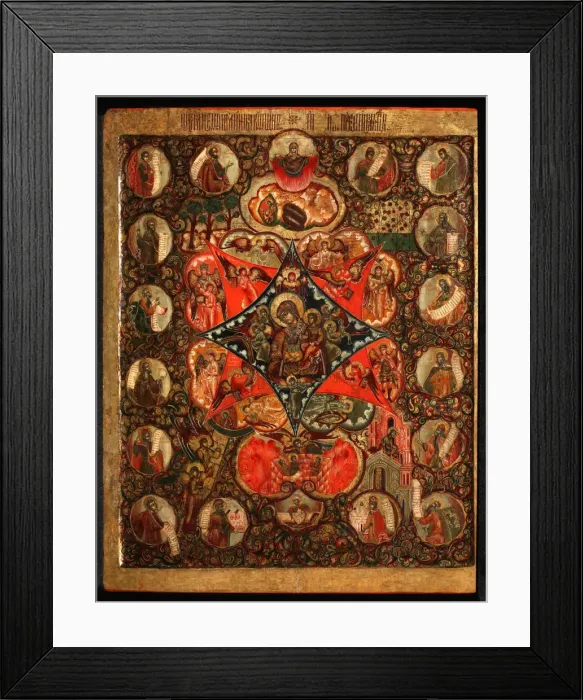 Framed Print : Mother of God of the Burning Bush, 17th century. Artist: Russian icon Framed Print : Mother of God of the Burning Bush, 17th century. Artist: Russian icon