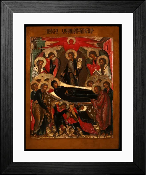 Framed Print : The Dormition of the Virgin, 1640s. Artist: Russian icon Framed Print : The Dormition of the Virgin, 1640s. Artist: Russian icon