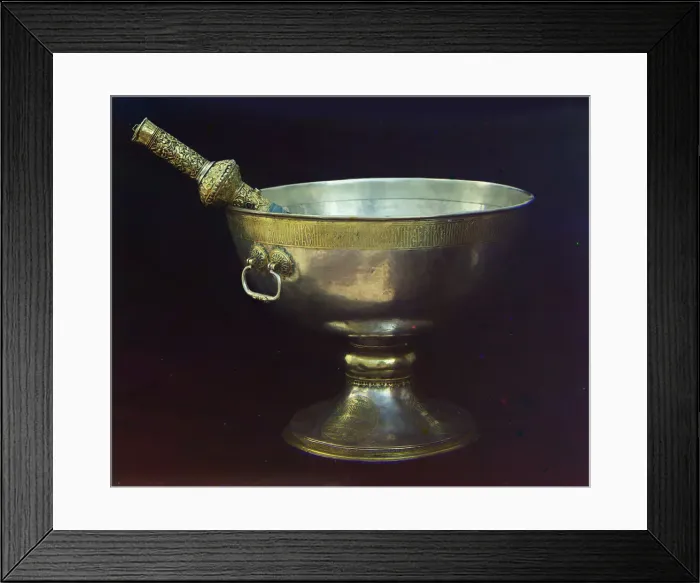 Framed Print : Holy water bowl. Gift from Tsar Mikhail Feodorovich (Photograph by Sergei Prokudin-Gorsky), 17th century. Artist: Russian master Framed Print : Holy water bowl. Gift from Tsar Mikhail Feodorovich (Photograph by Sergei Prokudin-Gorsky), 17th century. Artist: Russian master