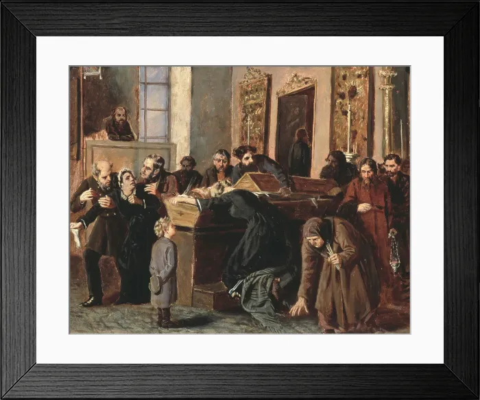 Framed Print : A farewell to the Dead, 1878. Artist: Volkov, Iosif Petrovich (1854-after 1897) Framed Print : A farewell to the Dead, 1878. Artist: Volkov, Iosif Petrovich (1854-after 1897)