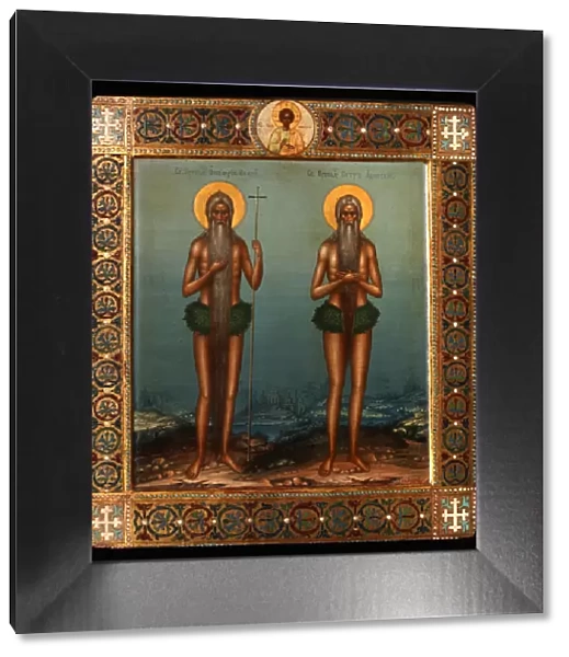 Venerable Onuphrius and Saint Peter of Mount Athos, 1902. Artist: Guryanov, Vasily Pavlovich (1867-1920)