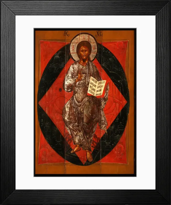 Framed Print : Christ in Majesty (Saviour of the World), 17th century. Artist: Russian icon Framed Print : Christ in Majesty (Saviour of the World), 17th century. Artist: Russian icon