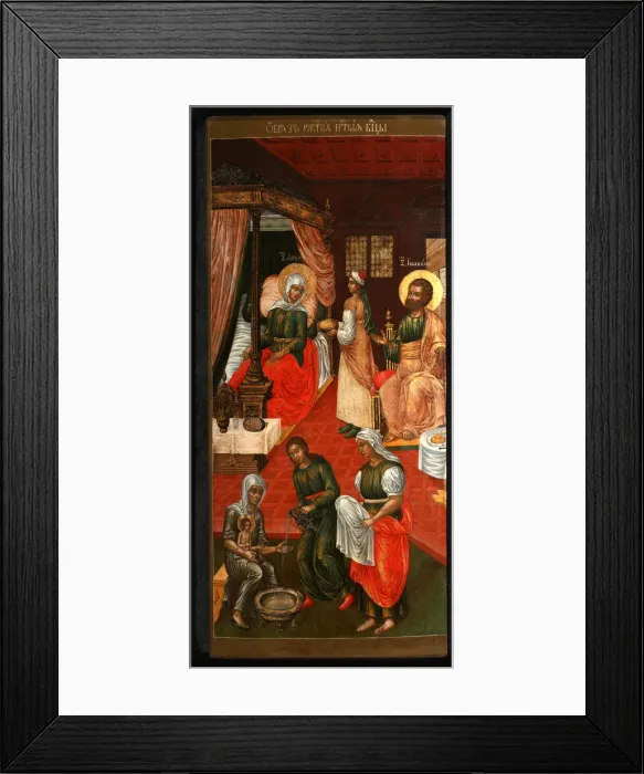 Framed Print : The Nativity of the Virgin, 1715. Artist: Ulanov, Cornili (Kirill) (?-1731) Framed Print : The Nativity of the Virgin, 1715. Artist: Ulanov, Cornili (Kirill) (?-1731)