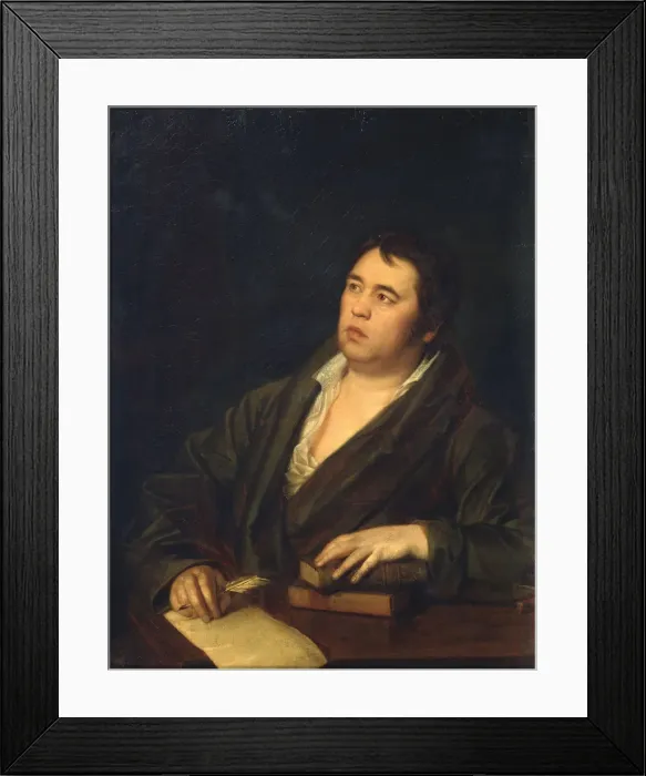 Framed Print : Portrait of the Poet Ivan A. Krylov (1769-1844), 1812. Artist: Volkov, Roman Maximovich (1776-1831) Framed Print : Portrait of the Poet Ivan A. Krylov (1769-1844), 1812. Artist: Volkov, Roman Maximovich (1776-1831)