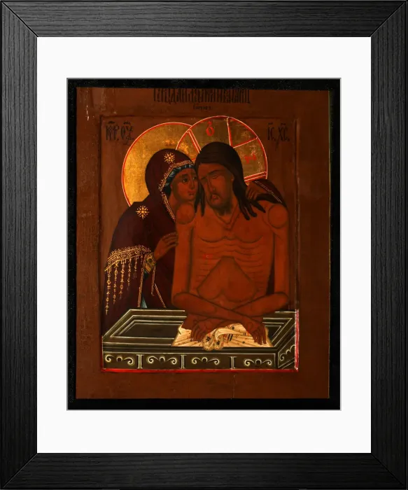 Framed Print : The Lamentation over the Dead Christ, End of 19th cen Artist: Russian icon Framed Print : The Lamentation over the Dead Christ, End of 19th cen Artist: Russian icon
