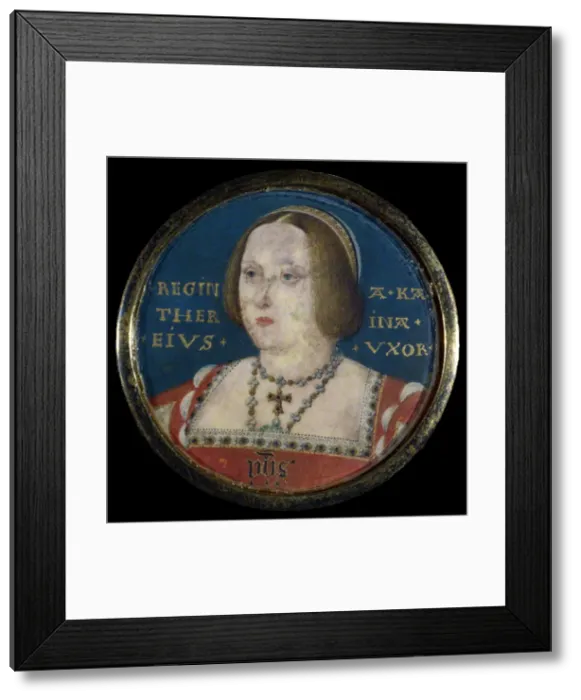 Framed Print : Portrait of Queen Catherine of Aragon (1485-1536), c. 1525. Artist: Horenbout (Hornebolte), Lucas (1490 / 95-1544) Framed Print : Portrait of Queen Catherine of Aragon (1485-1536), c. 1525. Artist: Horenbout (Hornebolte), Lucas (1490 / 95-1544)