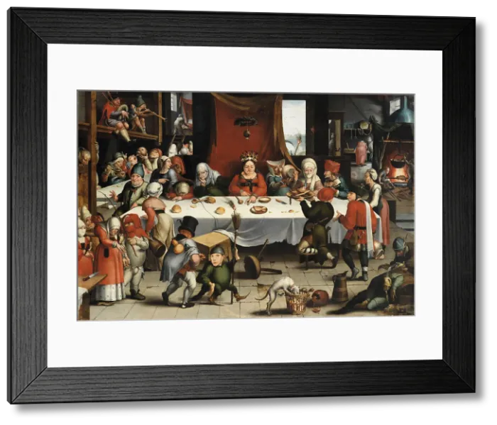 Framed Print : Burlesque Feast, c. 1550. Artist: Mandyn, Jan (1502-1560) Framed Print : Burlesque Feast, c. 1550. Artist: Mandyn, Jan (1502-1560)