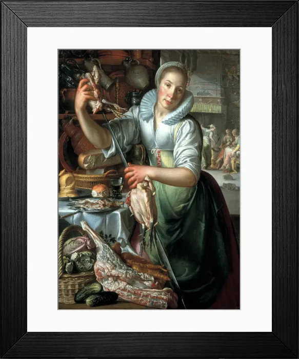 Framed Print : The kitchen maid, ca 1620-1625. Artist: Wtewael, Joachim (1566-1638) Framed Print : The kitchen maid, ca 1620-1625. Artist: Wtewael, Joachim (1566-1638)