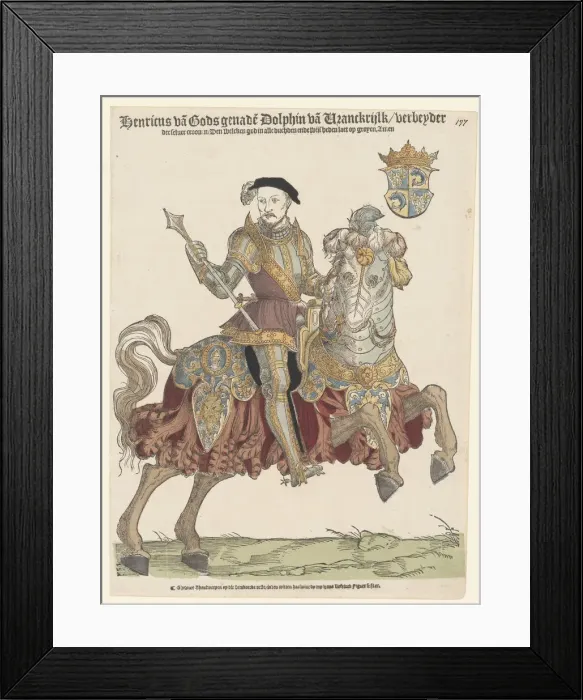 Framed Print : Portrait of King Henry II of France on horseback, 1542-1543. Artist: Anthonisz. Cornelis (1499-1553) Framed Print : Portrait of King Henry II of France on horseback, 1542-1543. Artist: Anthonisz. Cornelis (1499-1553)