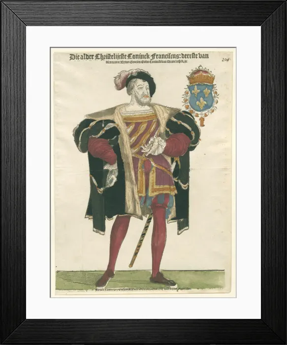 Framed Print : Portrait of Francis I (1494-1547), King of France, Duke of Brittany, Count of Provence, c. 1540. Artist: Anthonisz. Cornelis (1499-1553) Framed Print : Portrait of Francis I (1494-1547), King of France, Duke of Brittany, Count of Provence, c. 1540. Artist: Anthonisz. Cornelis (1499-1553)