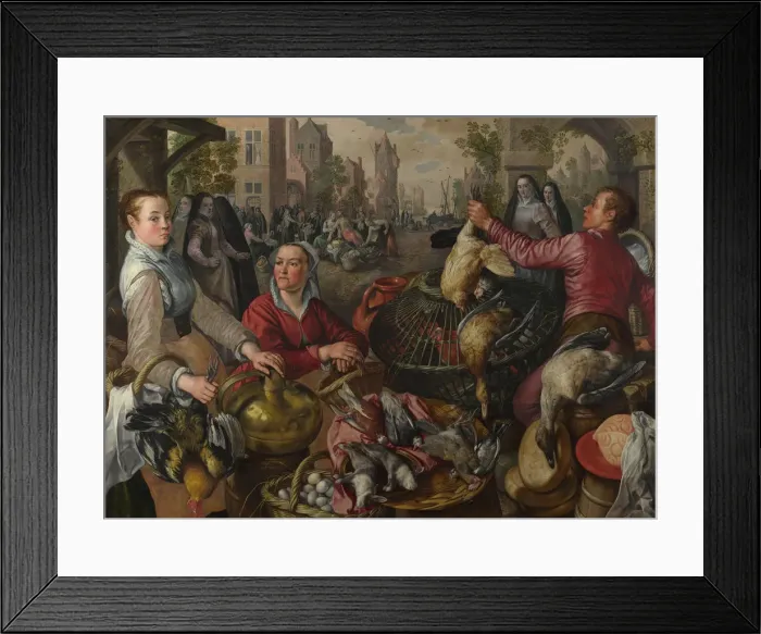 Framed Print : The Four Elements: Air. A Poultry Market with the Prodigal Son in the Background, 1569. Artist: Beuckelaer, Joachim (ca. 1533-1574) Framed Print : The Four Elements: Air. A Poultry Market with the Prodigal Son in the Background, 1569. Artist: Beuckelaer, Joachim (ca. 1533-1574)