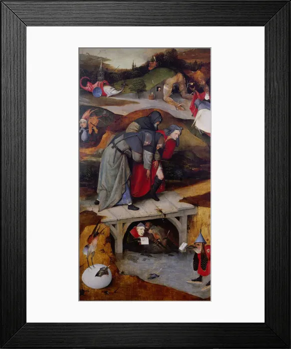 Framed Print : The Temptation of Saint Anthony (Detail of left wing of a triptych), Between 1495 and 1515. Artist: Bosch, Hieronymus (c. 1450-1516) Framed Print : The Temptation of Saint Anthony (Detail of left wing of a triptych), Between 1495 and 1515. Artist: Bosch, Hieronymus (c. 1450-1516)