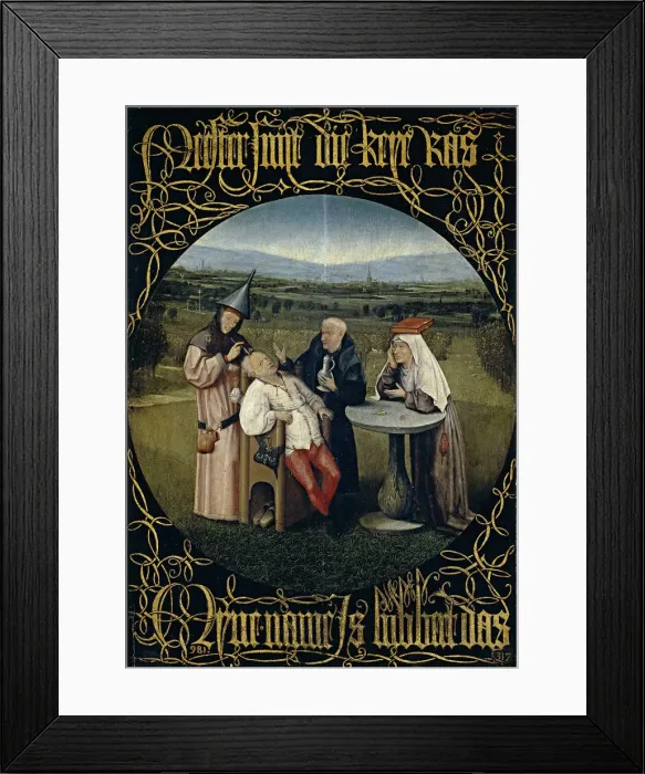 Framed Print : The Cure of Folly (Extraction of the Stone of Madness), Between 1488 and 1516. Artist: Bosch, Hieronymus (c. 1450-1516) Framed Print : The Cure of Folly (Extraction of the Stone of Madness), Between 1488 and 1516. Artist: Bosch, Hieronymus (c. 1450-1516)