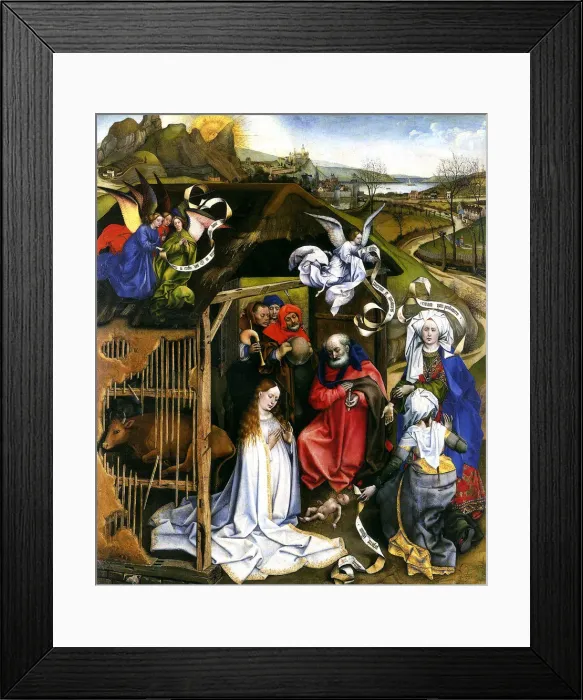 Framed Print : Nativity, c. 1425. Artist: Campin, Robert (ca. 1375-1444) Framed Print : Nativity, c. 1425. Artist: Campin, Robert (ca. 1375-1444)