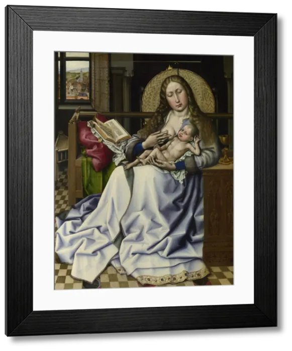 Framed Print : The Virgin and Child before a Firescreen, c. 1440. Artist: Campin, Robert, (School) Framed Print : The Virgin and Child before a Firescreen, c. 1440. Artist: Campin, Robert, (School)