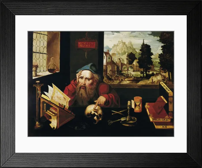 Framed Print : Saint Jerome in his Cell, 1520s. Artist: Cleve, Joos, van (ca. 1485-1540) Framed Print : Saint Jerome in his Cell, 1520s. Artist: Cleve, Joos, van (ca. 1485-1540)