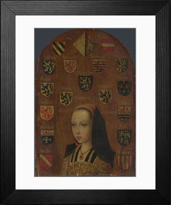 Framed Print : Margaret of Austria (1480-1530), c. 1495. Artist: Coninxloo, Pieter van (?-1513) Framed Print : Margaret of Austria (1480-1530), c. 1495. Artist: Coninxloo, Pieter van (?-1513)