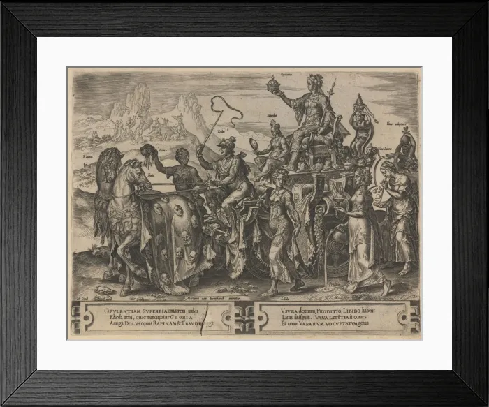 Framed Print : The Triumph of Riches, 1564. Artist: Coornhert, Dirk Volkertsz. (1522-1590) Framed Print : The Triumph of Riches, 1564. Artist: Coornhert, Dirk Volkertsz. (1522-1590)