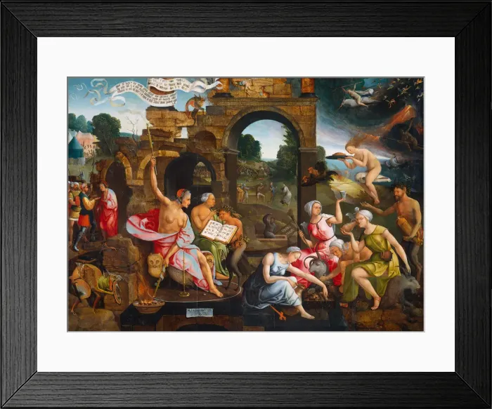 Framed Print : Saul and the Witch of Endor, 1526. Artist: Cornelisz van Oostsanen, Jacob (ca. 1470-1533) Framed Print : Saul and the Witch of Endor, 1526. Artist: Cornelisz van Oostsanen, Jacob (ca. 1470-1533)