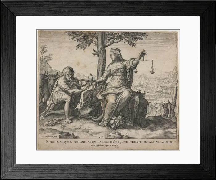 Framed Print : Justice Rewards Toil, 1566. Artist: Cort, Cornelis (1533-1578) Framed Print : Justice Rewards Toil, 1566. Artist: Cort, Cornelis (1533-1578)