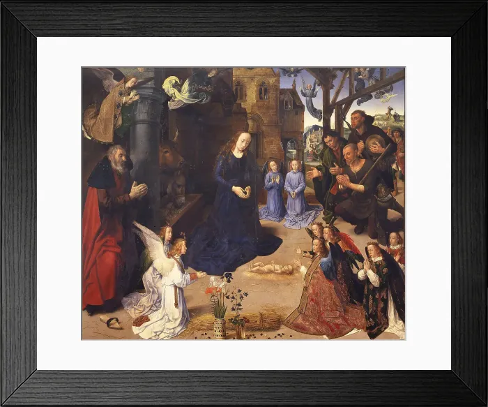 Framed Print : The Adoration of the Shepherds (The Portinari Triptych), ca 1478. Artist: Goes, Hugo, van der (1435-1482) Framed Print : The Adoration of the Shepherds (The Portinari Triptych), ca 1478. Artist: Goes, Hugo, van der (1435-1482)