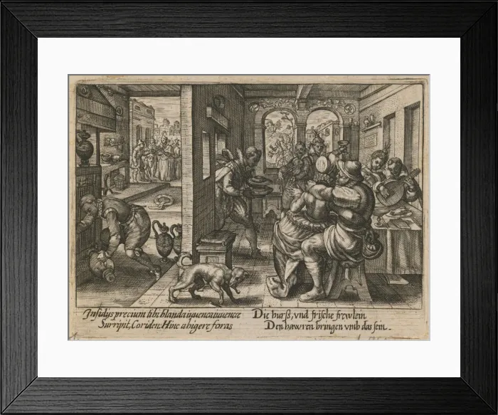 Framed Print : Banquet with Musicians, ca. 1600. Artist: Passe, Crispijn van de, the Elder (1564-1637) Framed Print : Banquet with Musicians, ca. 1600. Artist: Passe, Crispijn van de, the Elder (1564-1637)