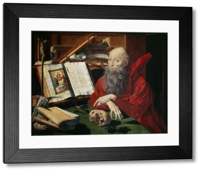 Framed Print : Saint Jerome, 1547. Artist: Reymerswaele, Marinus Claesz, van (ca. 1490-after 1567) Framed Print : Saint Jerome, 1547. Artist: Reymerswaele, Marinus Claesz, van (ca. 1490-after 1567)