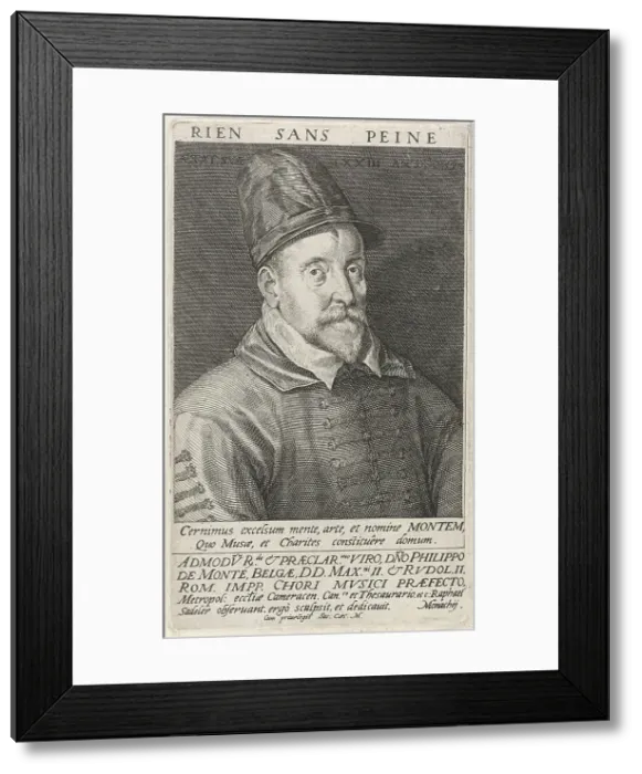Framed Print : Portrait of the Composer Philippe de Monte (1521-1603), 1594. Artist: Sadeler, Raphael, the Elder (1560-1628) Framed Print : Portrait of the Composer Philippe de Monte (1521-1603), 1594. Artist: Sadeler, Raphael, the Elder (1560-1628)