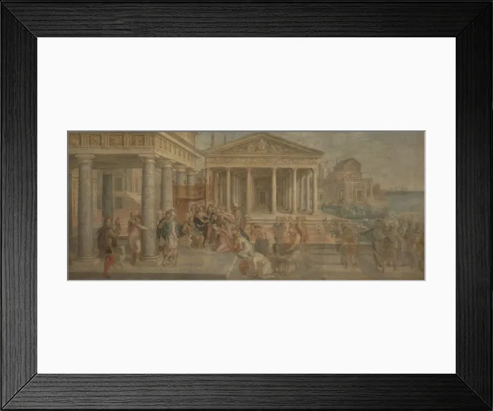 Framed Print : The Queen of Sheba before King Solomon, ca 1545. Artist: Sustris, Lambert (1515 / 20-after 1591) Framed Print : The Queen of Sheba before King Solomon, ca 1545. Artist: Sustris, Lambert (1515 / 20-after 1591)