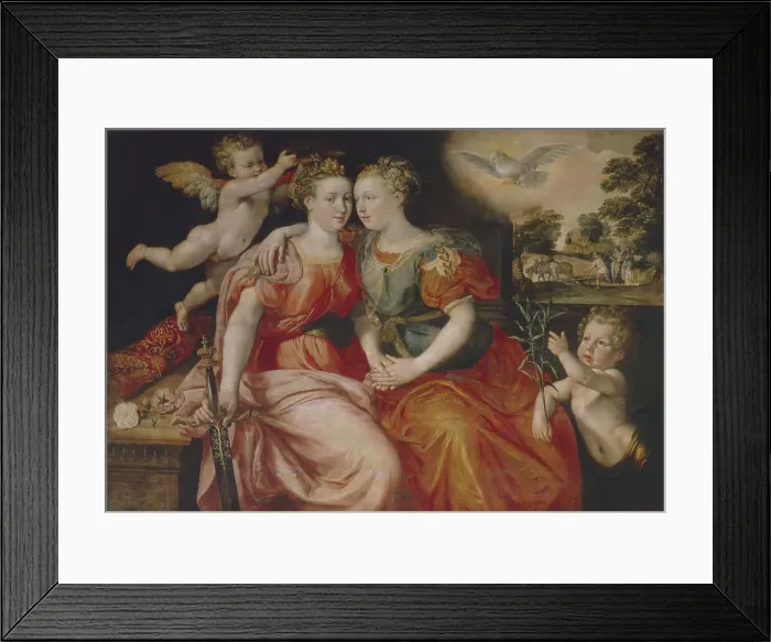 Framed Print : Allegory of Peace and Justice. Artist: Vos, Maerten, de (1532-1603) Framed Print : Allegory of Peace and Justice. Artist: Vos, Maerten, de (1532-1603)