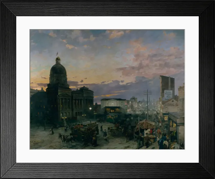 Framed Print : Washington Street, Indianapolis at Dusk, 1892-1895. Artist: Groll, Theodor (1857-1913) Framed Print : Washington Street, Indianapolis at Dusk, 1892-1895. Artist: Groll, Theodor (1857-1913)