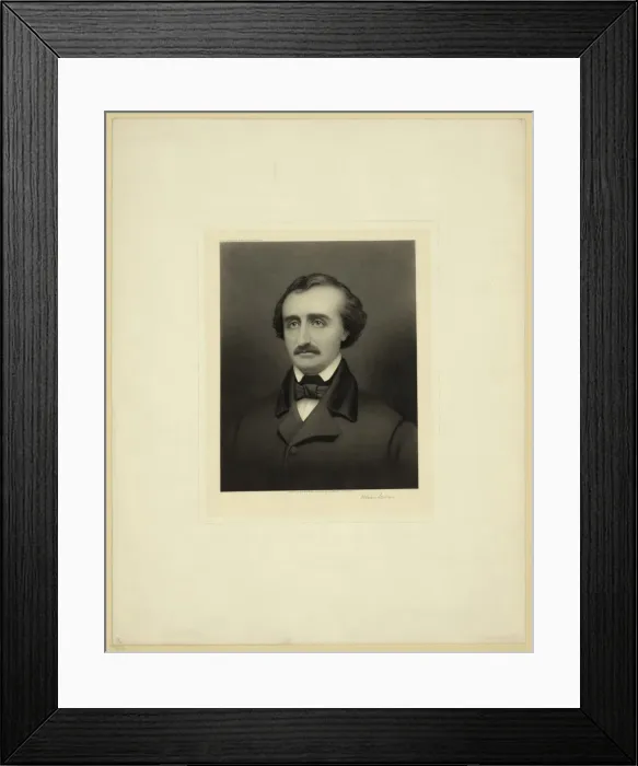 Framed Print : Portrait of Edgar Allan Poe (1809-1849), ca 1896. Artist: Sartain, William (1843-1924) Framed Print : Portrait of Edgar Allan Poe (1809-1849), ca 1896. Artist: Sartain, William (1843-1924)