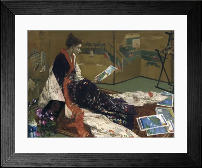Framed Print : Caprice in Purple and Gold: The Golden Screen, 1864. Artist: Whistler, James Abbott McNeill (1834-1903) Framed Print : Caprice in Purple and Gold: The Golden Screen, 1864. Artist: Whistler, James Abbott McNeill (1834-1903)