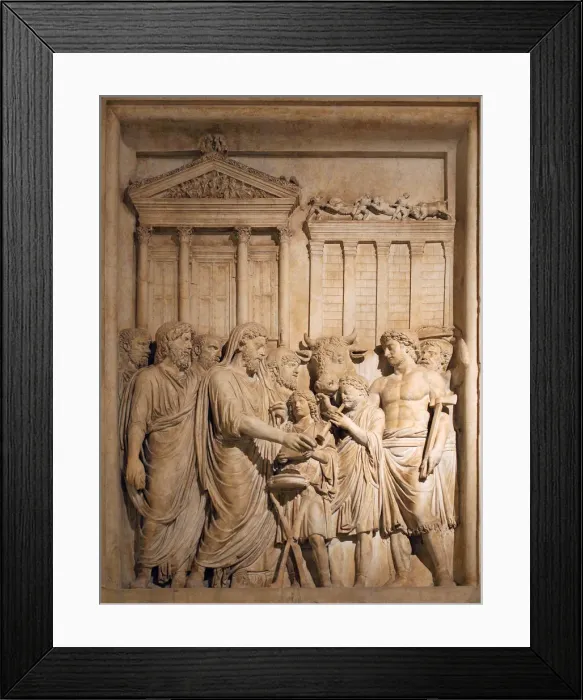Framed Print : Marcus Aurelius and members of the Imperial family offer sacrifice in gratitude for success against Germanic tribes, ca 176-182. Artist: Art of Ancient Rome, Classical sculpture Framed Print : Marcus Aurelius and members of the Imperial family offer sacrifice in gratitude for success against Germanic tribes, ca 176-182. Artist: Art of Ancient Rome, Classical sculpture