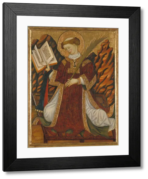 Framed Print : Saint Lawrence, ca 1430. Artist: Zaortiga, Bonanat (active 15th century) Framed Print : Saint Lawrence, ca 1430. Artist: Zaortiga, Bonanat (active 15th century)