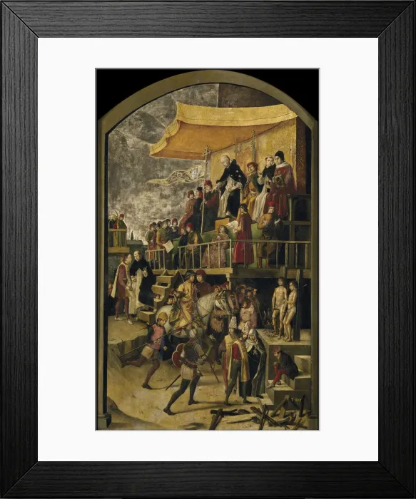 Framed Print : Saint Dominic Presides over an Auto da Fe, c. 1495. Artist: Berruguete, Pedro (1450-1503) Framed Print : Saint Dominic Presides over an Auto da Fe, c. 1495. Artist: Berruguete, Pedro (1450-1503)