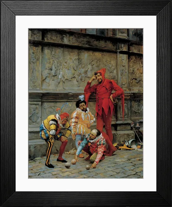 Framed Print : Jesters playing Cochonnet, 1868. Artist: Zamacois y Zabala, Eduardo (1841-1871) Framed Print : Jesters playing Cochonnet, 1868. Artist: Zamacois y Zabala, Eduardo (1841-1871)
