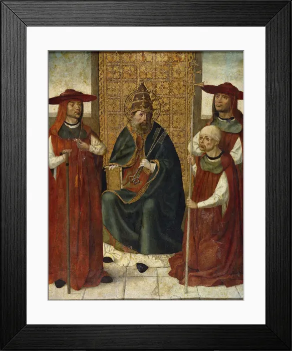 Framed Print : Cardinal Pedro Gonzalez de Mendoza (1428-1495) praying before Saint Peter, 1490-1495. Artist: Anonymous Framed Print : Cardinal Pedro Gonzalez de Mendoza (1428-1495) praying before Saint Peter, 1490-1495. Artist: Anonymous