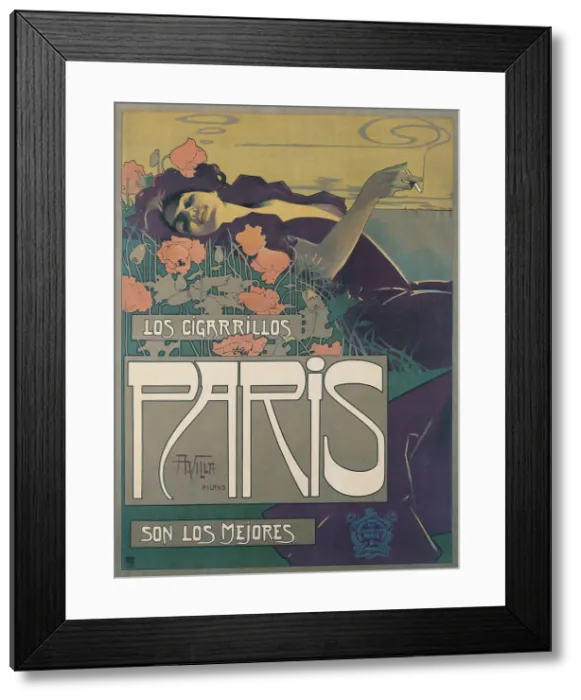 Framed Print : Los Cigarillos Paris, 1901. Artist: Villa, Aleardo (1865-1906) Framed Print : Los Cigarillos Paris, 1901. Artist: Villa, Aleardo (1865-1906)