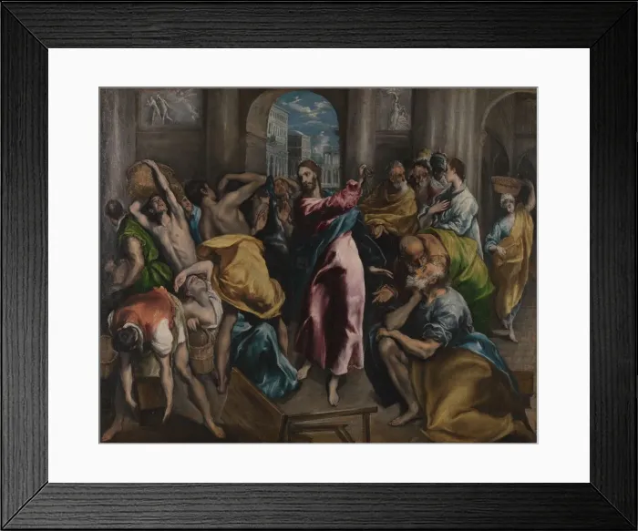 Framed Print : Christ driving the Traders from the Temple, ca. 1600. Artist: El Greco, Dominico (1541-1614) Framed Print : Christ driving the Traders from the Temple, ca. 1600. Artist: El Greco, Dominico (1541-1614)