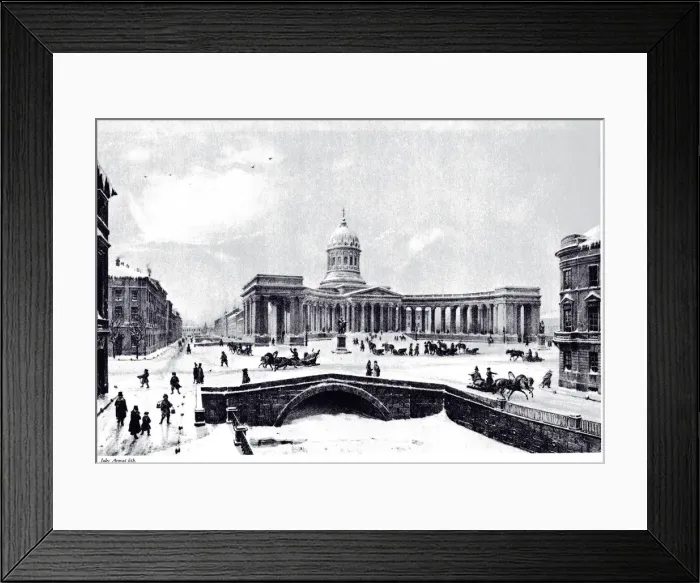 Framed Print : View of the Kazan Cathedral in Saint Petersburg, c. 1850. Artist: Anonymous Framed Print : View of the Kazan Cathedral in Saint Petersburg, c. 1850. Artist: Anonymous