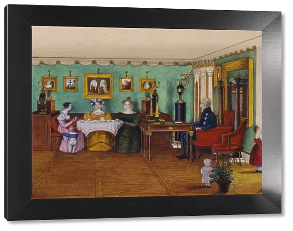 The Drawing Room in the House of Count Josef August Ilinsky in Romaniv, 1834. Artist: Anonymous