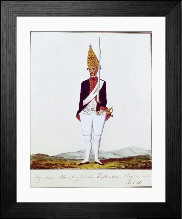 Framed Print : Grenadier of the Regiment Zoge von Manteuffel, 1762. Artist: Anonymous Framed Print : Grenadier of the Regiment Zoge von Manteuffel, 1762. Artist: Anonymous