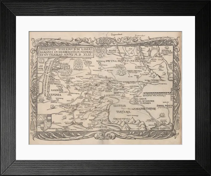 Framed Print : Map of Russia (From: Rerum Moscoviticarum commentarii ), 1556. Artist: Anonymous Framed Print : Map of Russia (From: Rerum Moscoviticarum commentarii ), 1556. Artist: Anonymous