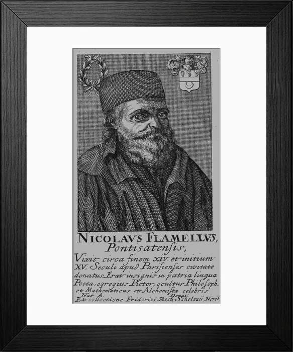 Framed Print : Nicolas Flamel (1330-1418). Artist: Anonymous Framed Print : Nicolas Flamel (1330-1418). Artist: Anonymous