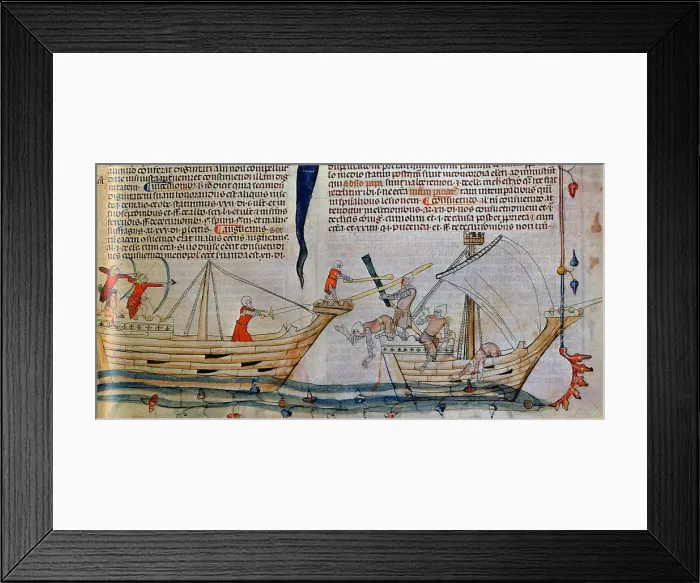 Framed Print : The naval Battle, ca 1340. Artist: Anonymous Framed Print : The naval Battle, ca 1340. Artist: Anonymous